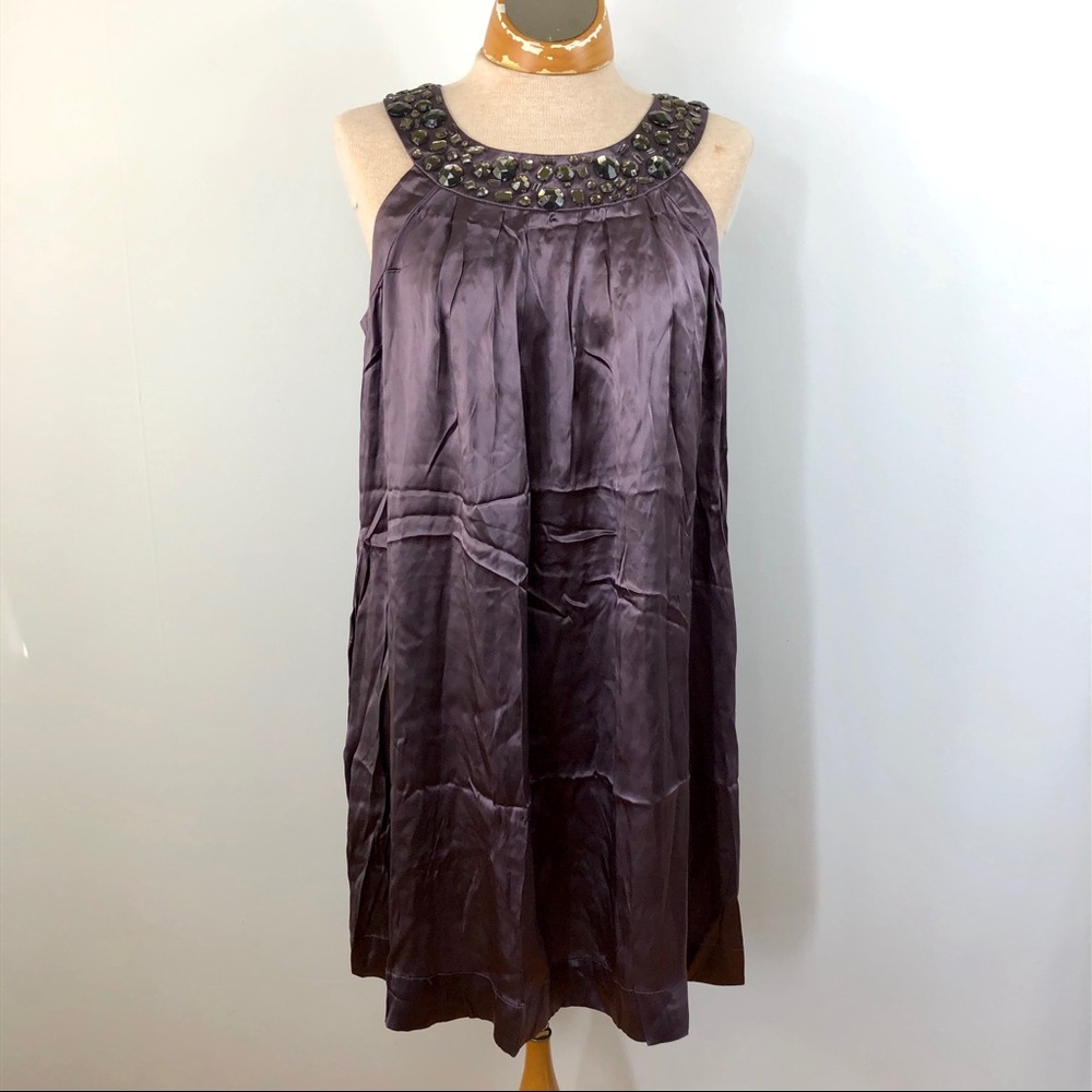 Ya*Da 100%‎ Silk purple mini dress embellished gems